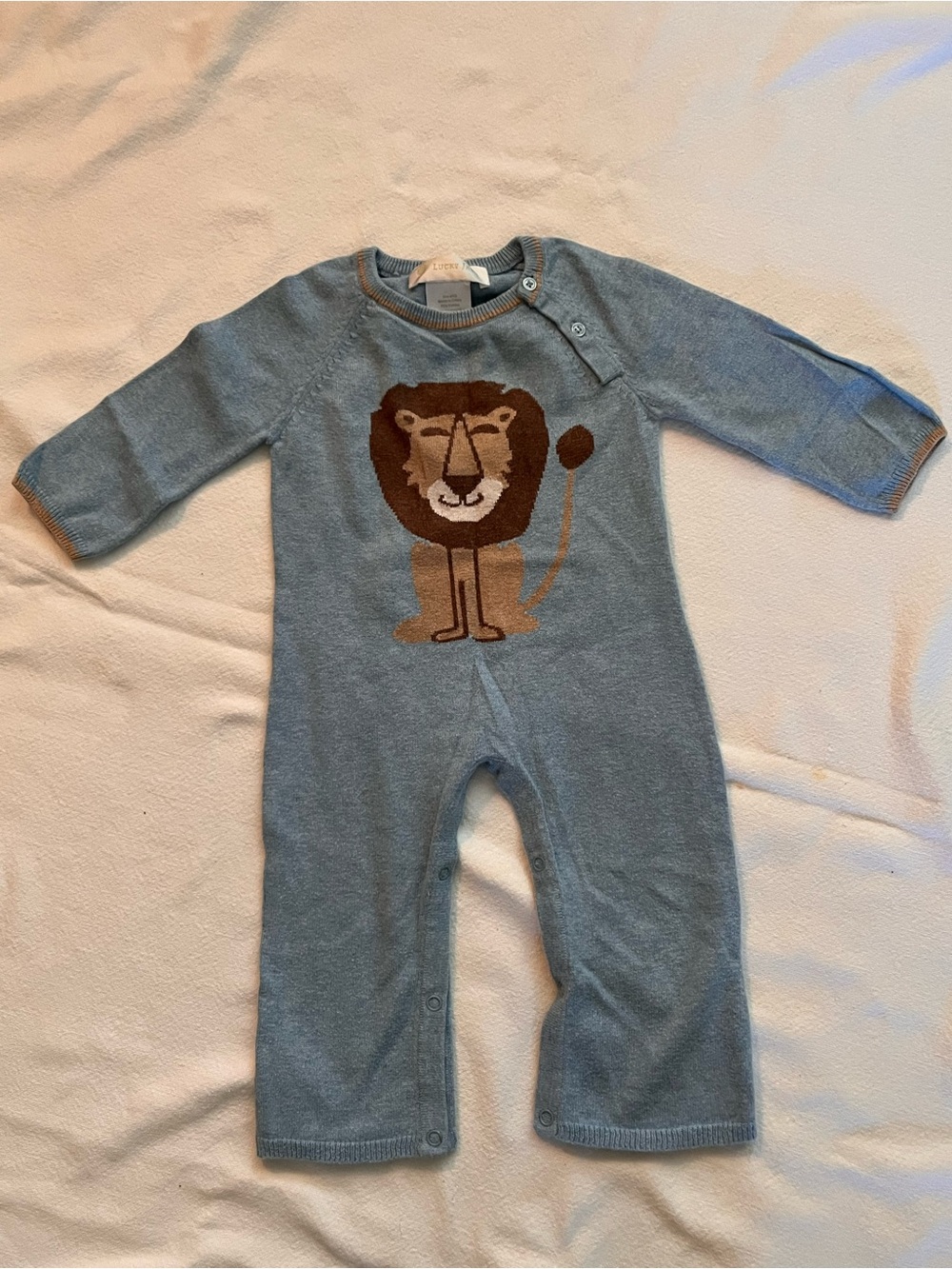 Lucky Jade Blue Knit Lion One-Piece